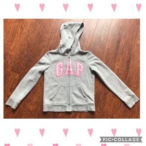 GAP Gray Hoodie with Pink and White Sequin Logo